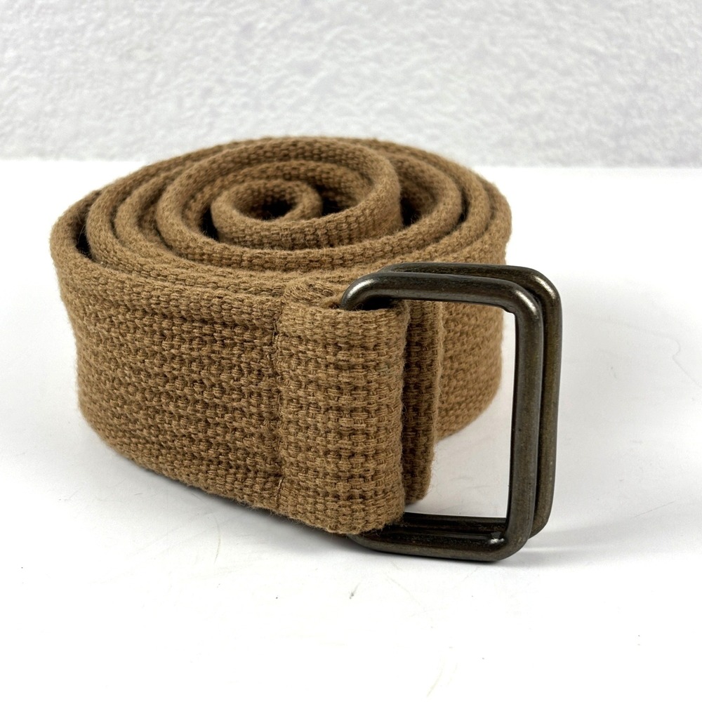 Web Belt Mens 40 Brown Double D-Ring Cotton Canvas Utility Gorpcore Preppy